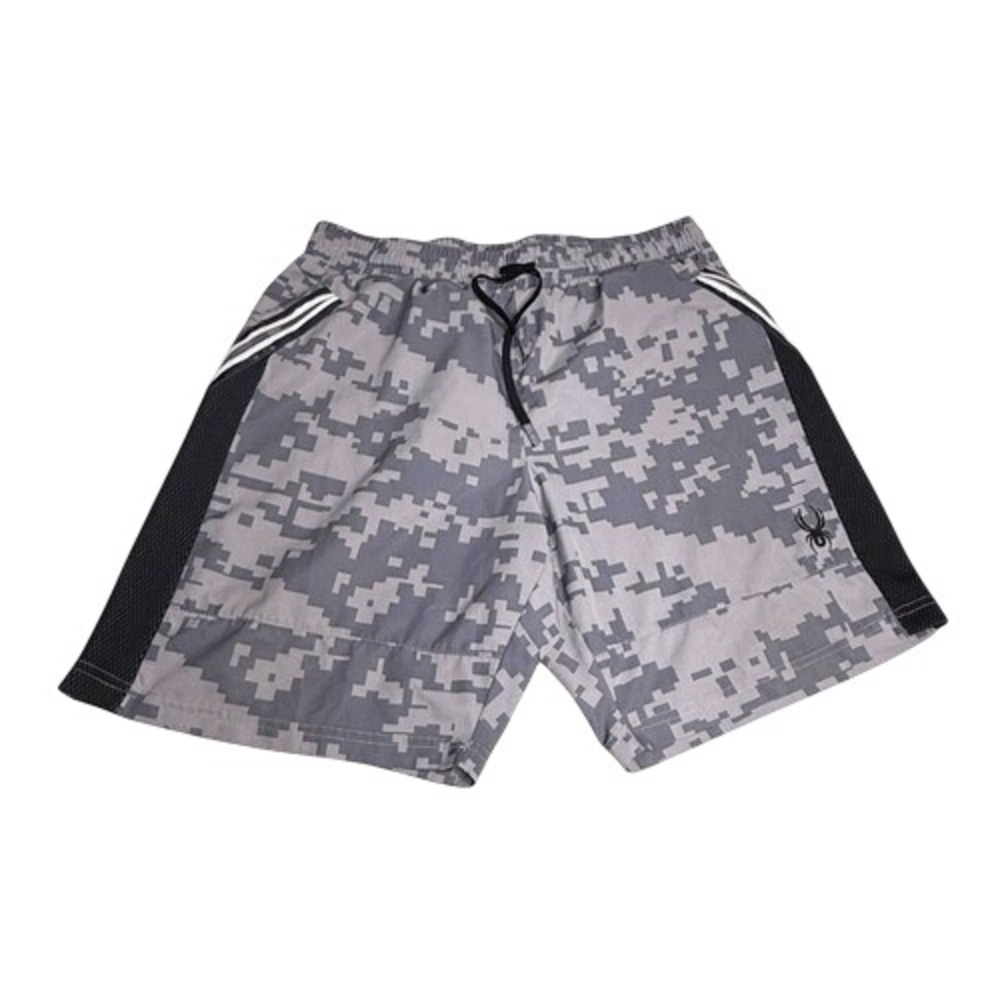 Spyder Active Mens Digital Camo Athletic Shorts Grey Black Mesh Size Medium - Picture 2 of 9